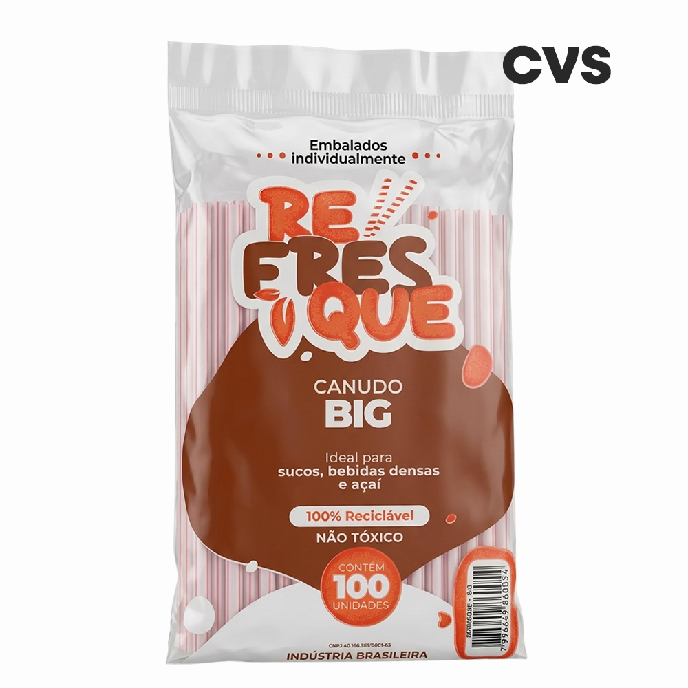 CANUDO CVS BIG BIODEGRADÁVEL SACHE 8X200MM - COM 100 UNIDADES