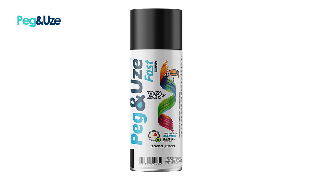 TINTA SPRAY LEV&UZE PRETO FOSCO ALTA TEMPERATURA 130G/300ML