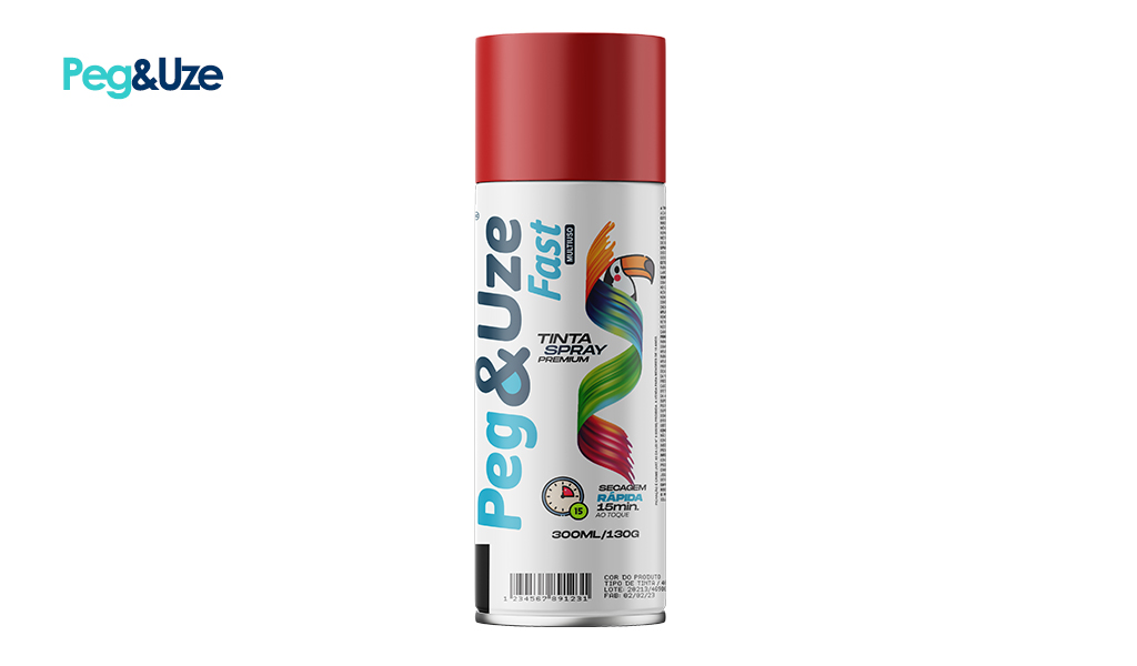 TINTA SPRAY PEG&UZE VERMELHO FOSCO ALTA TEMPERATURA 130G/300ML