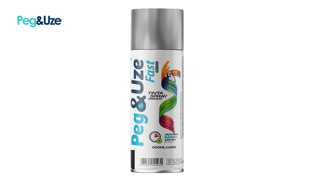 TINTA SPRAY PEG&UZE CROMADA METALICO 130G/300ML