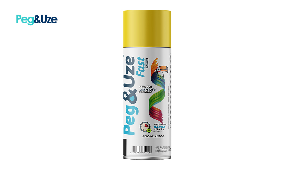TINTA SPRAY PEG&UZE AMARELO USO GERAL 130G/300ML