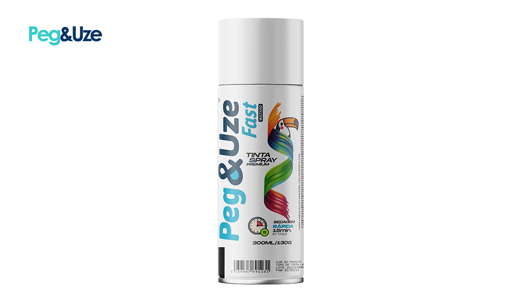 TINTA SPRAY PEG&UZE BRANCO BRILHANTE USO GERAL 130G/300ML