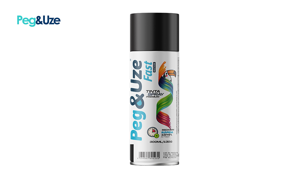 TINTA SPRAY PEG&UZE PRETO FOSCO USO GERAL 130G/300ML