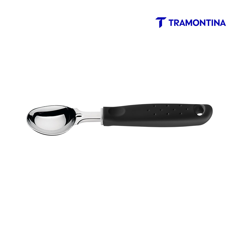 CONCHA TRAMONTINA P/SORVETE UTILITÁ COM LÂMINA EM AÇO INOX E CABO DE POLIPROPILENO PRETA