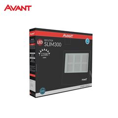 REFLETOR AVANT LED SLIM 300W ALUMINIO PRETO - COM LUZ BRANCA 6500K - 22.500 LUMENS