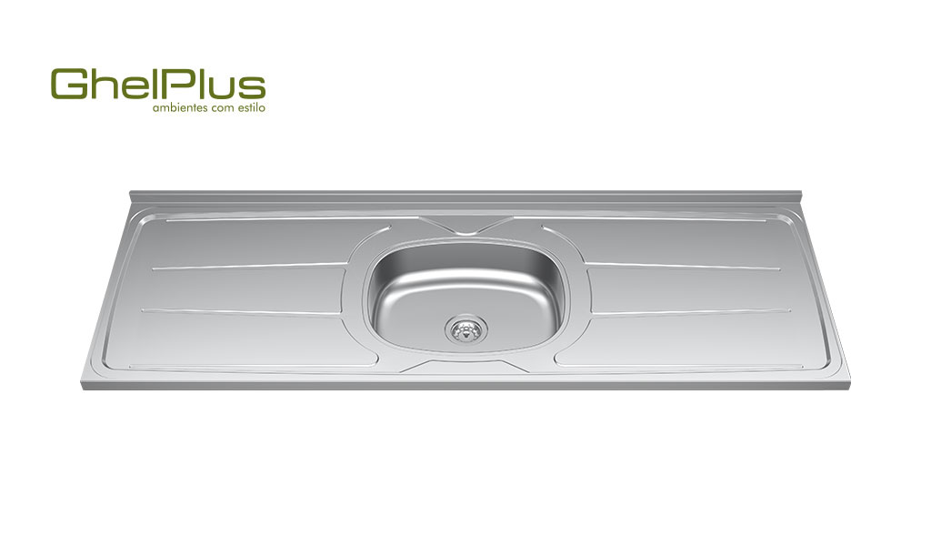 PIA PLUS30 ACO INOX COM ESCORREDOR SEM VALVULA 1,50MX0,53M COM FURO PARA TORNEIRA