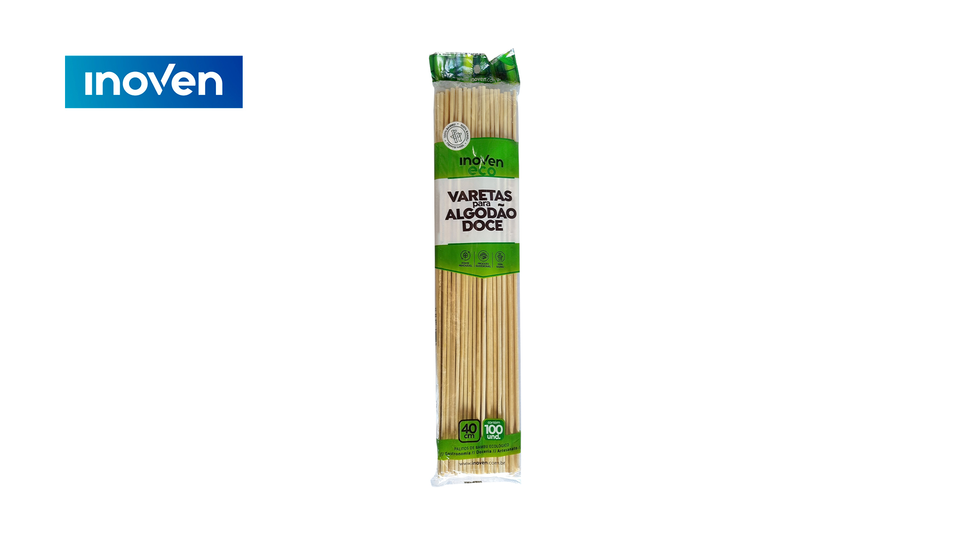 VARETA PARA ALGODAO INOVEN BAMBU - TAMANHO 40CM - PACOTE COM 100 UNIADES