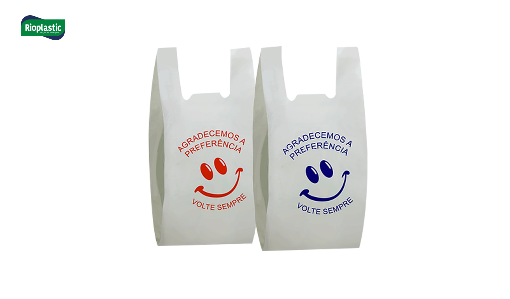 SACOLA RIOPLASTIC PLASTICA IMPRESSAO VERMELHA AGRADECEMOS A PREFERENCIA - TAMANHO 30X45CM - NA COR BRANCA - COM 1000 UNIDADES