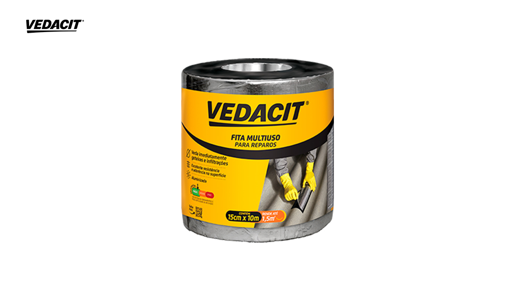 FITA VEDA TUDO VEDACIT REPAROS ALUMINIZADA - TAMANHO 15CM X 10M