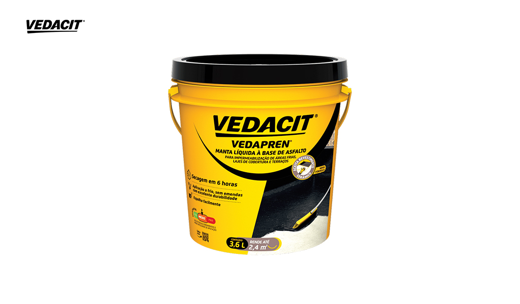 MANTA LIQUIDA VEDAPREN VEDACIT ASFALTO PRETO - GALAO 3,6L