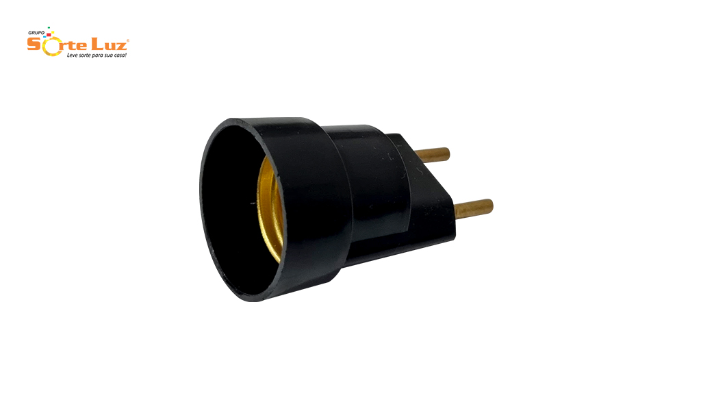 SOQUETE PORTA LAMPADA SORTE LUZ E-27 C/2 PINOS - COR PRETO