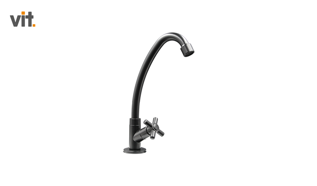 TORNEIRA VIT PIA COZINHA/BANCADA 1/4 VOLTA BICA MOVEL ABS C31 - NA COR PRETA