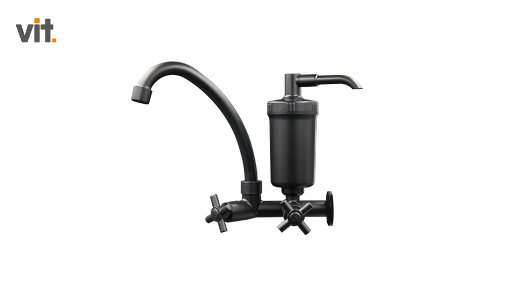 TORNEIRA VIT PIA COZINHA/PAREDE COM FILTRO -  1/4 VOLTA BICA MOVEL ABS C31 - NA COR PRETA