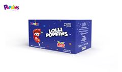 PIRULITO POPKINS LOLLI FORMATO DE PÉ COM PÓ EFERVESCENTE SABOR FRAMBOESA - DISPLAY C/15 UNIDADES