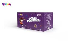 PIRULITO POPKINS LOLLI FORMATO DE PÉ COM PÓ EFERVESCENTE SABOR UVA - DISPLAY C/15 UNIDADES