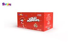 PIRULITO POPKINS LOLLI FORMATO DE PÉ COM PÓ EFERVESCENTE SABOR MORANGO - DISPLAY C/15 UNIDADES