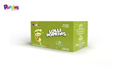 PIRULITO POPKINS LOLLI FORMATO DE PÉ COM PÓ EFERVESCENTE SABOR MAÇÃ VERDE - DISPLAY C/15 UNIDADES