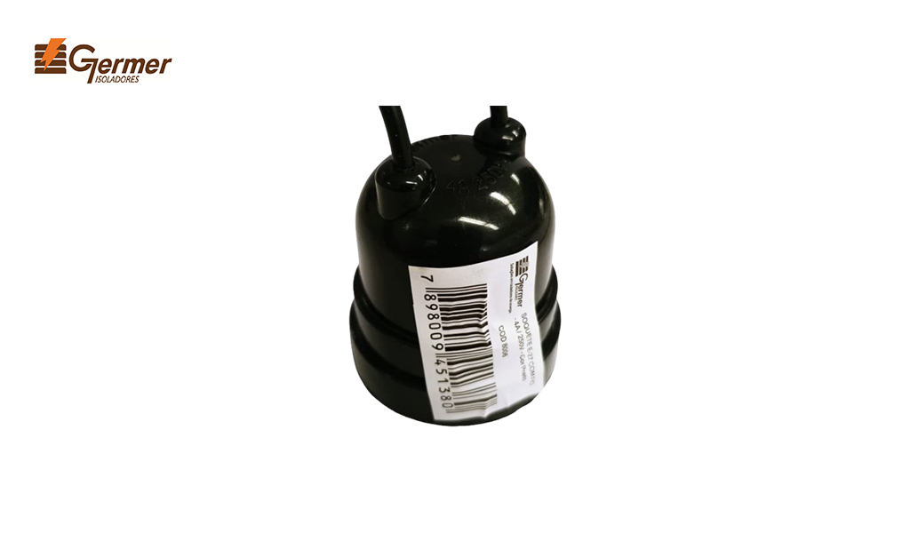 SOQUETE GERMER BOCAL E-27 COM RABICHO SIMPLES 250V PRETO