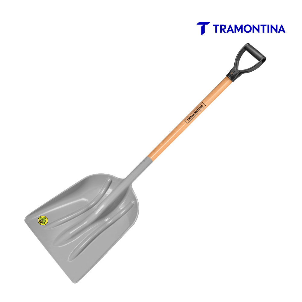 PÁ TRAMONTINA EM PLÁSTICO COM CABO DE MADEIRA 79CM COM EMPUNHADURA PLÁSTICA RETA ERGONÔMICA Nº4