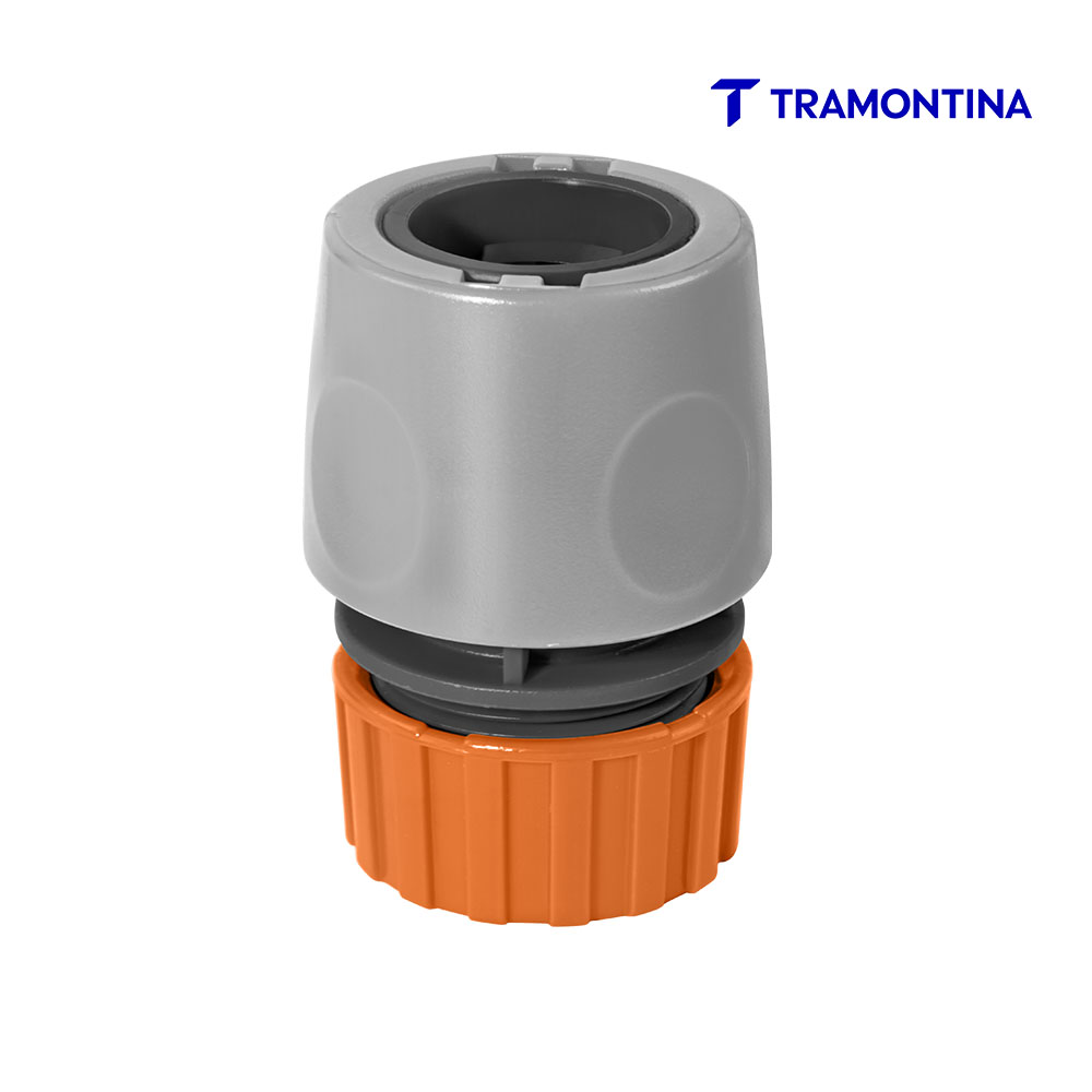ENGATE TRAMONTINA RAPIDO COM AQUASTOP EM PLASTICO PARA MANGUEIRA 1/2” - POTE C/40 UNIDADES