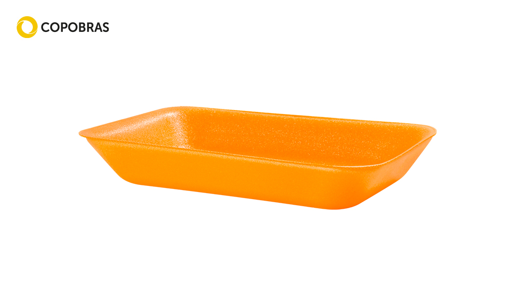 BANDEJA COPOBRAS EPS 214X144X35MM ABSORVENTE LARANJA C/400 UNIDADES