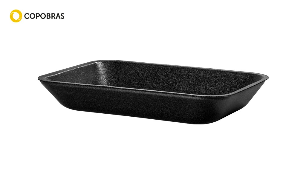 BANDEJA COPOBRAS EPS 214X144X35MM ABSORVENTE PRETA C/400 UNIDADES
