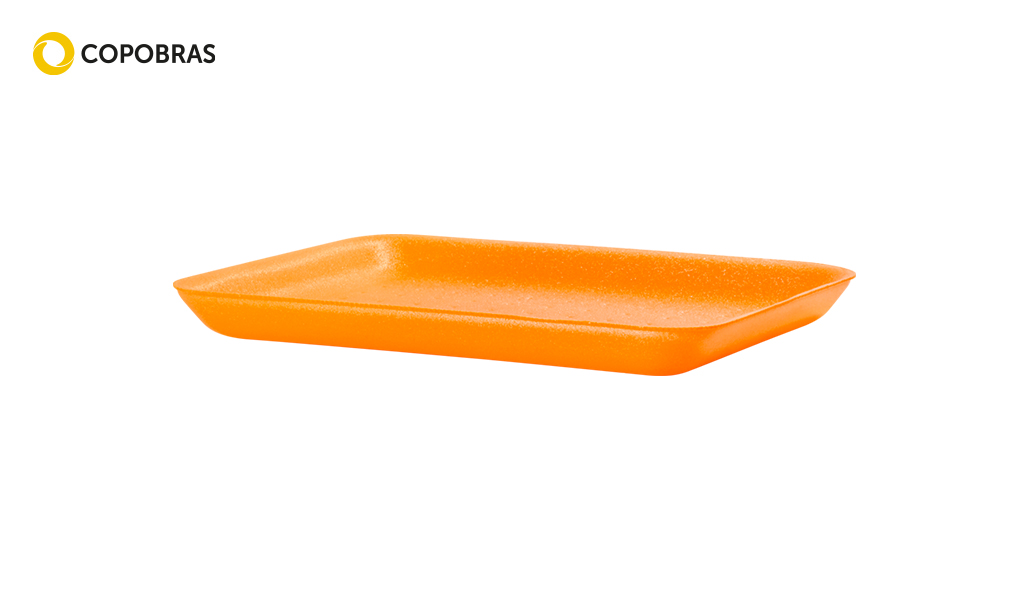 BANDEJA COPOBRAS EPS 239X184X35MM ABSORVENTE LARANJA C/400 UNIDADES