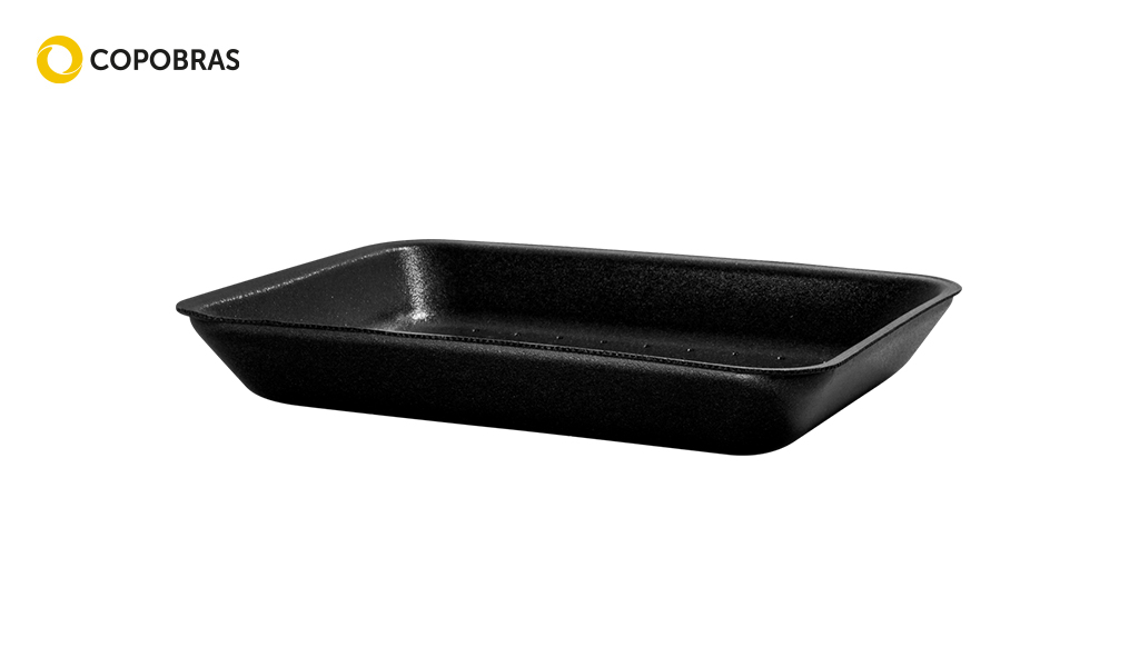 BANDEJA COPOBRAS EPS 239X184X35MM ABSORVENTE PRETA C/400 UNIDADES