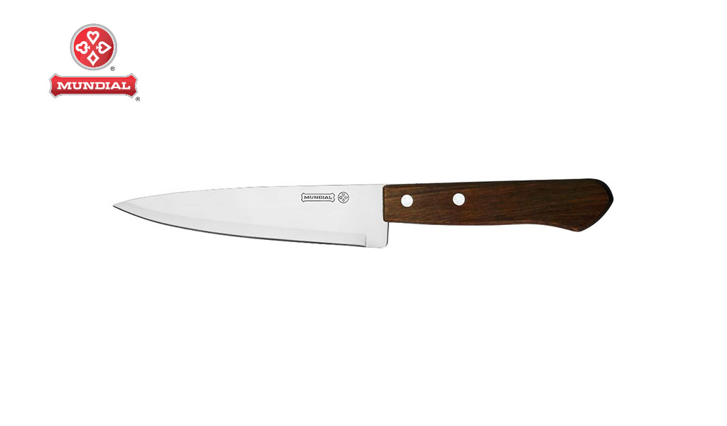 FACA MUNDIAL P/CARNES 7 ” - LAMINA EM ACO INOX E CABO DE MADEIRA