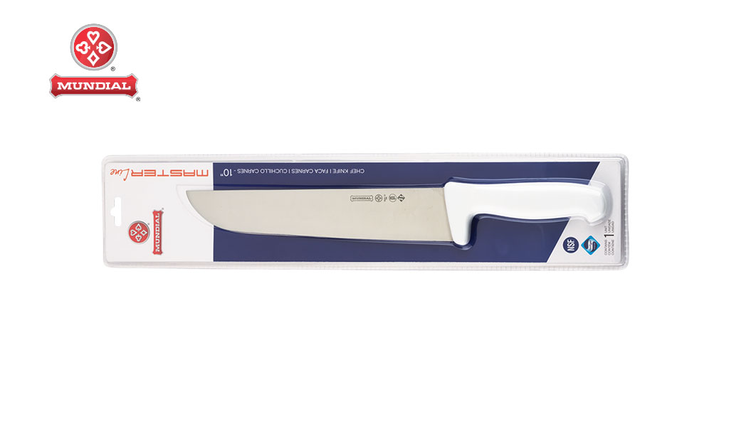 FACA MUNDIAL P/CARNES LINE MASTER 10” C/CABO PLASTICO BRANCO