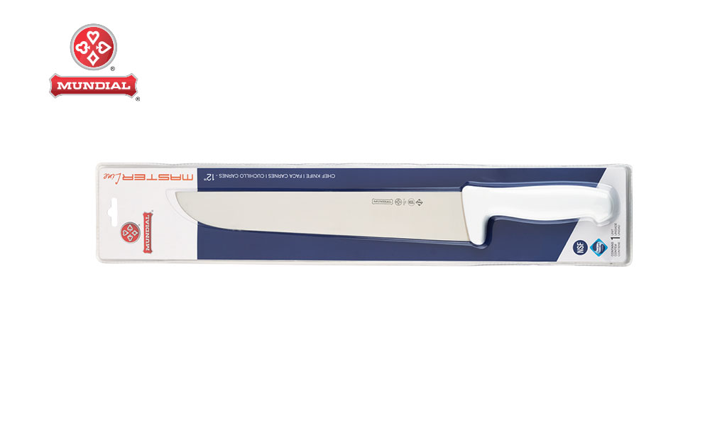 FACA MUNDIAL P/CARNES LINE MASTER 12” C/CABO PLASTICO BRANCO