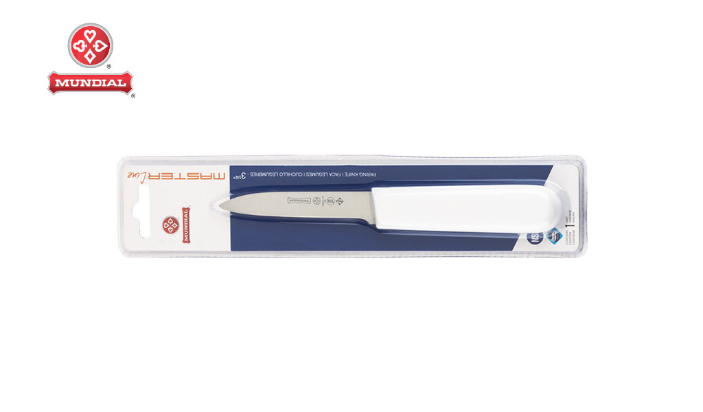 FACA MUNDIAL P/LEGUMES MASTERLINE 3,2” C/CABO PLASTICO BRANCO