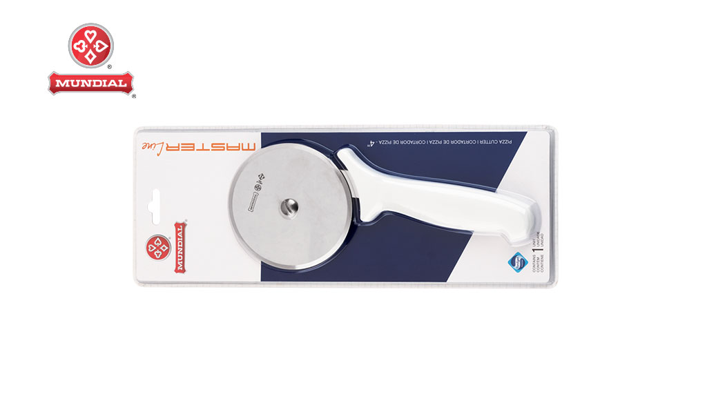 CORTA PIZZA MUNDIAL MASTERLINE 4” CABO PLASTICO BRANCO