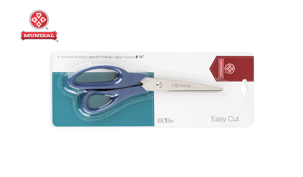 TESOURA MUNDIAL MULTIUSO LINHA EASY CUT 21,6CM - COR AZUL