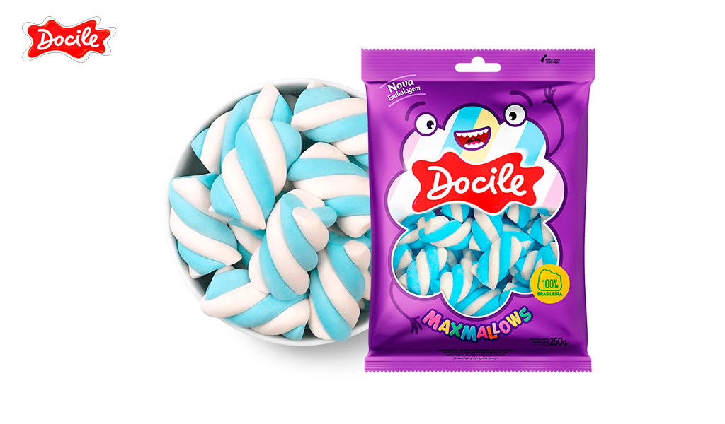 MAXMALLOWS DOCILE TWIST AZUL/BRANCO BAUNILHA 250G