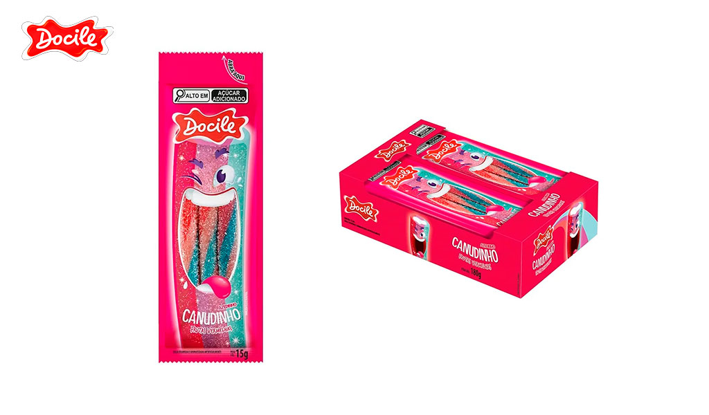 CANUDINHO DOCILE FRUTAS VERMELHAS 15G C/12 UNIDADES
