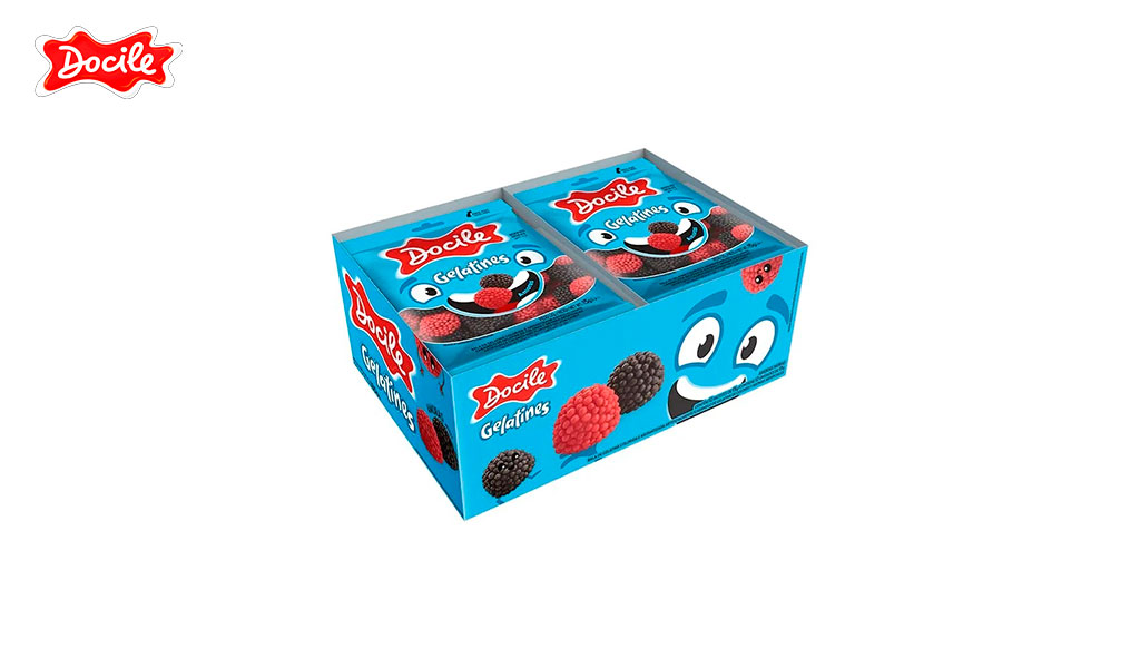 BALA DE GELATINA (GELATINES) DOCILE MINI AMORAS 15G C/12 UNIDADES