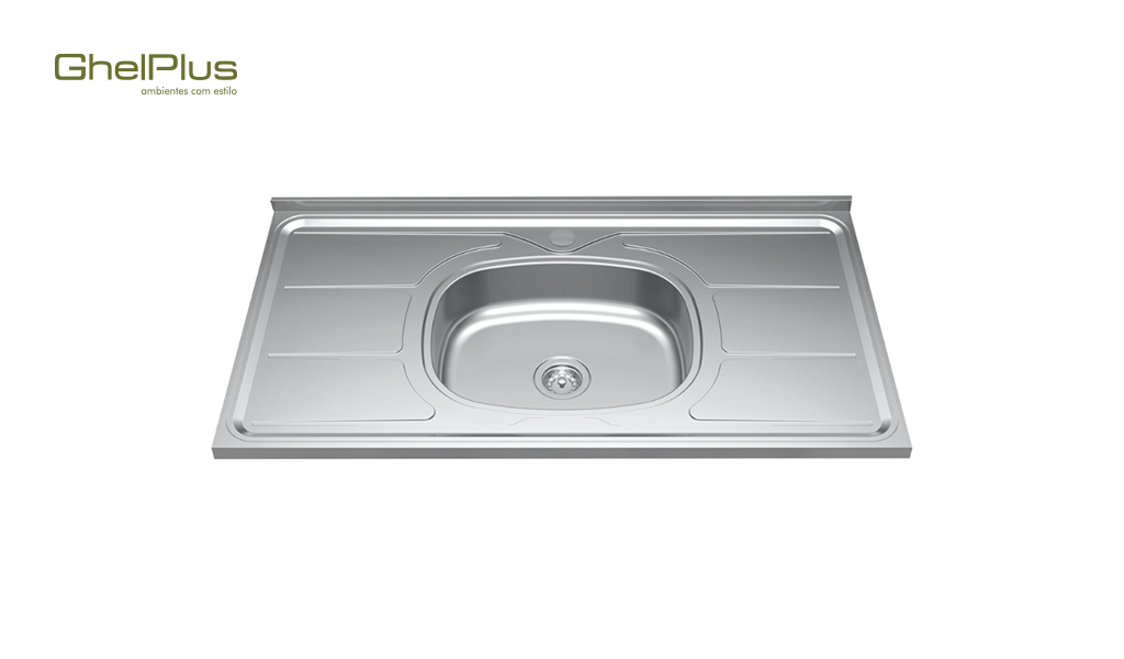 PIA PLUS30 ACO INOX COM ESCORREDOR SEM VALVULA 1,00MX0,53M COM FURO PARA TORNEIRA