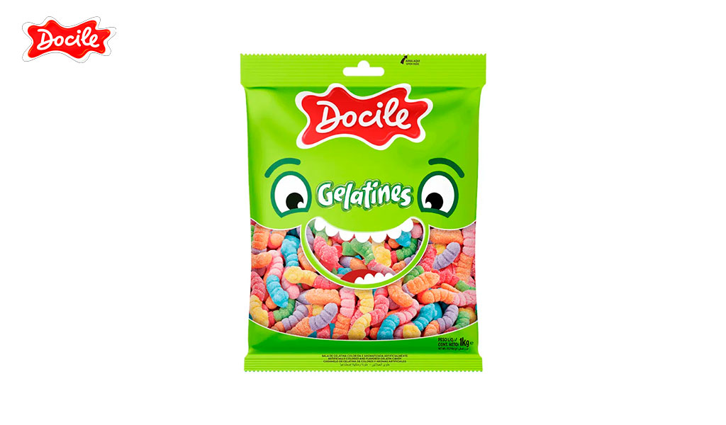 BALA DE GELATINA (GELATINES) DOCILE COBRINHAS CITRICAS 1KG