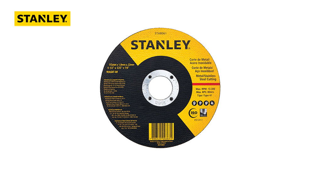 DISCO STANLEY DE CORTE FINO P/METAIS/INOX 4.1/2” X 1MM X 7/8” - REF. STA8061