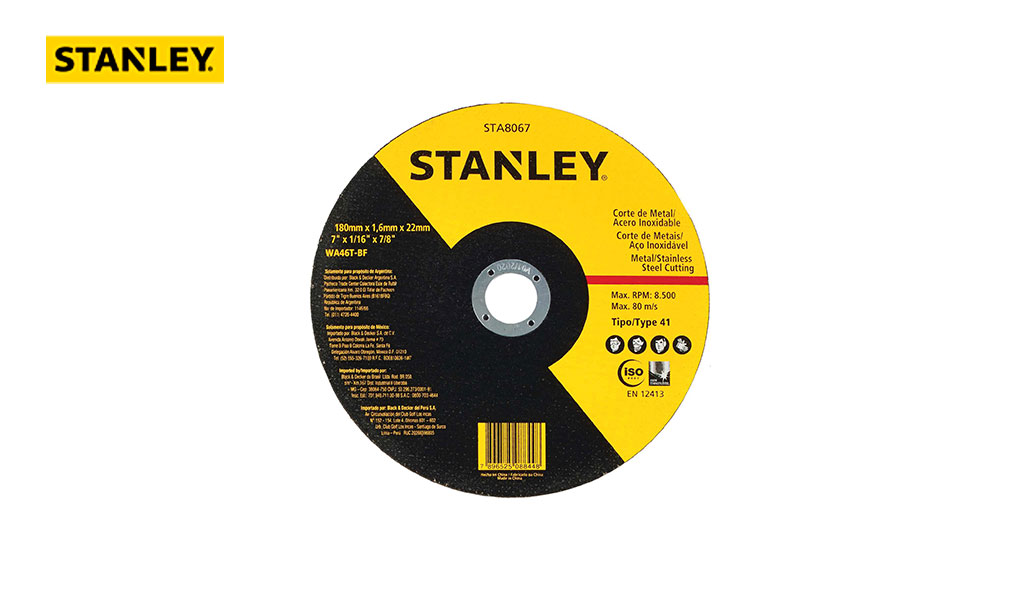 DISCO STANLEY DE CORTE FINO P/METAIS/INOX 7” X 1,6MM X 7/8” - REF. STA8067