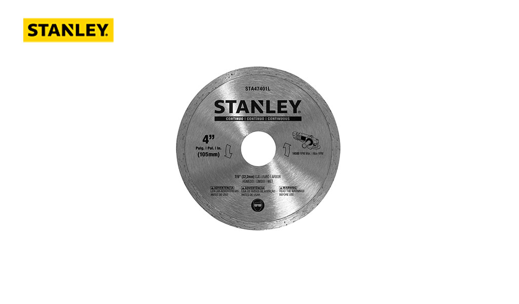 DISCO STANLEY DIAMANTADO LISO 4” (105MM X 0,080 X 7MM X 20MM) - REF. STA47401B