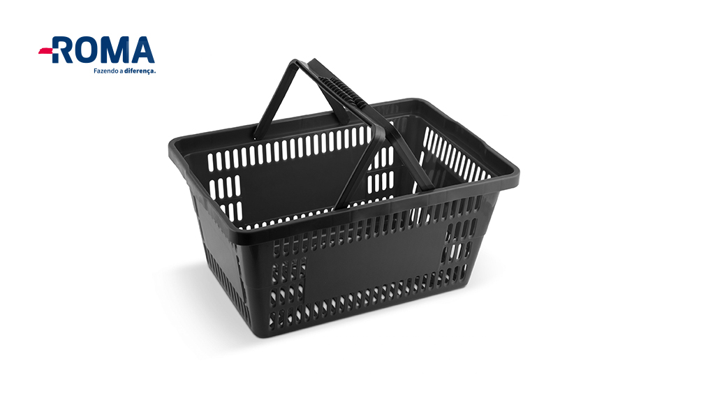 CESTA ROMA PLASTICA MULTIUSO 42X29X20CM COM ALCA PRETA 16 LITROS.