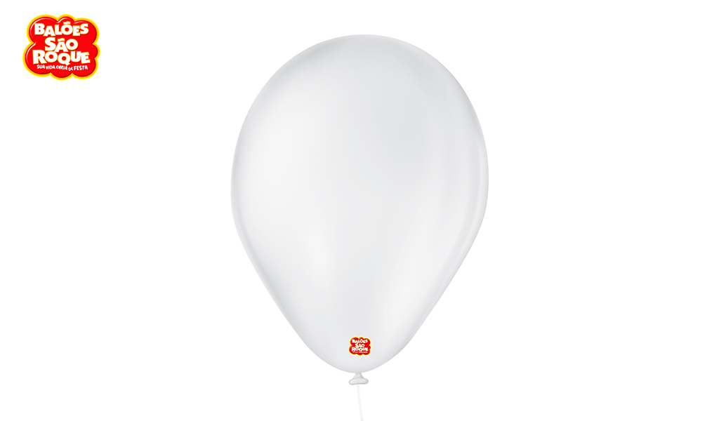 BALÃO SÃO ROQUE PERA 7 LISO BRANCO POLAR - PACOTE C/50 UNIDADES.