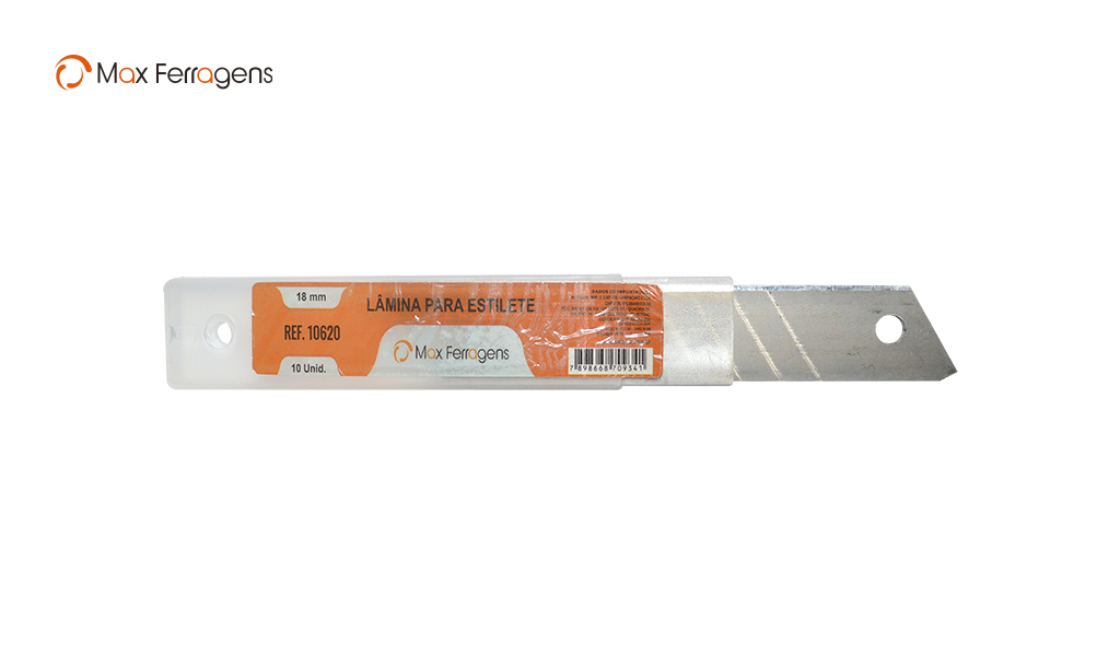 LAMINA MAX P/ESTILETE 0,4MMX18MM - CAIXA C/10 LAMINAS