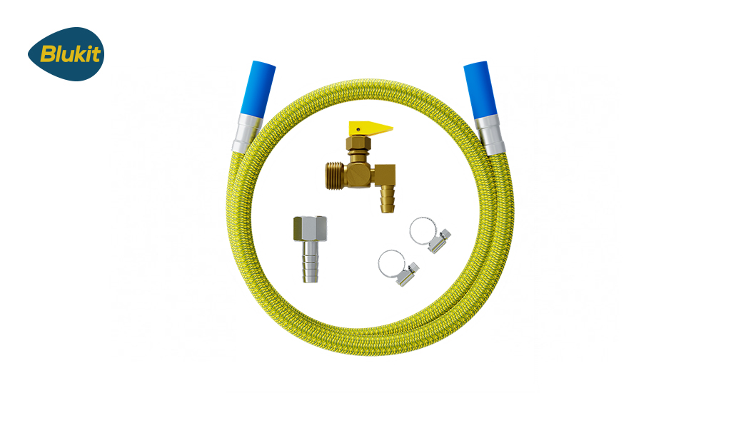 KIT INSTALAÇAO COOKTOP FLEXIVEL PONTA AZUL E REGISTRO DE BLOQUEIO 1,20M - C/6 PEÇAS