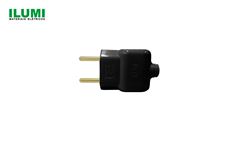 PLUG ILUMI MACHO PRENSA CABO C/2 PINOS 10A 250V PRETO