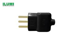 PLUG ILUMI MACHO PRENSA CABO 2P+T 10A 250V PRETO - PACOTE COM 10 UNIDADES.