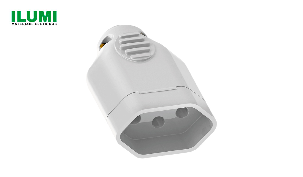PLUG ILUMI FEMEA 2P+T 10A 250V BRANCO - POTE C/40 UNIDADES