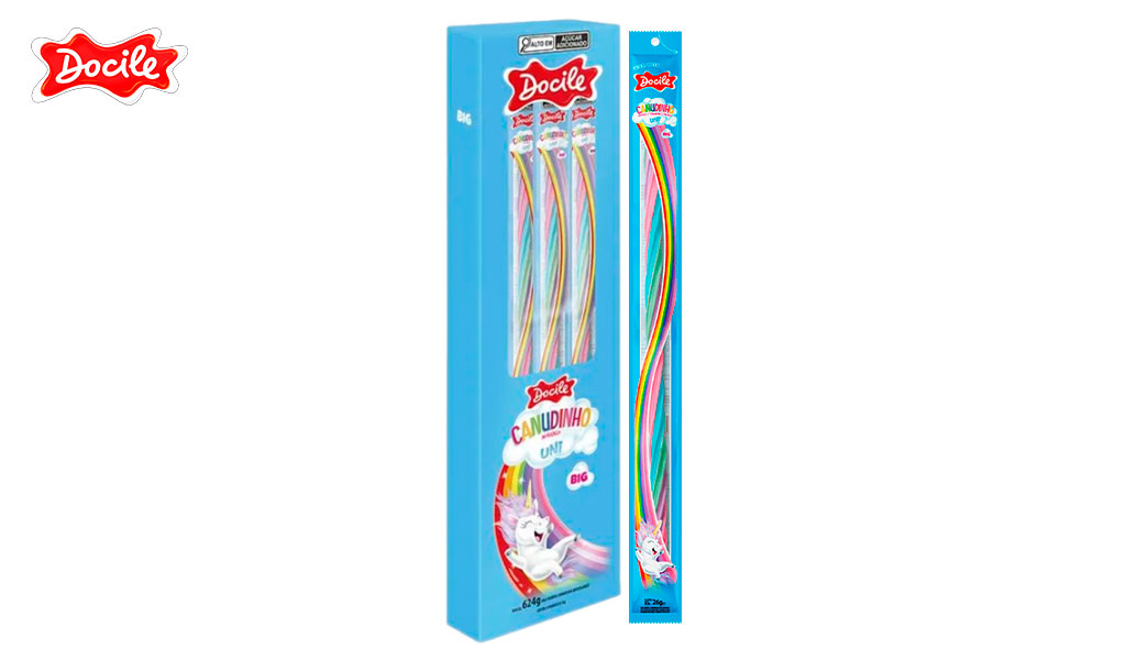 CANUDINHO DOCILE TWIST COLOR BIG UNI AZE MORANGO 26G C/24 UNIDADES